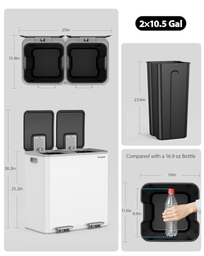 Trash Can 2 x 10.5 Gallon (White / 2 x 10.5 Gallon (2 x 40 L))