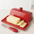 Butter Dish With Lid for Countertop (Red)