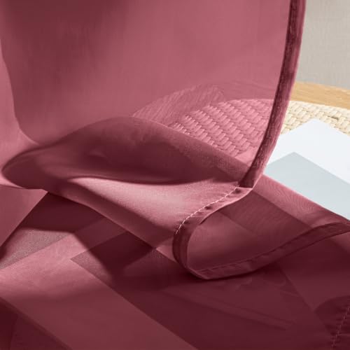 4 Panels Burgundy Christmas Sheer Curtains 42 x 90 Inches (42"W x 90"L (Pack of 4) / Burgundy)