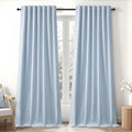 Light Blue 120 Inch Blackout Linen Curtains 2 Panel Set for Living Room Darkening Thick Linen Textured 100% Black Out Drapes 120 Inches Long Back Tab Light Blocking Bedroom for Babys Kids (Chambray Blue / 52"W x 120"L (Pack of 2))