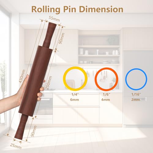 Sapele Rolling Pin with Handles (Brown)