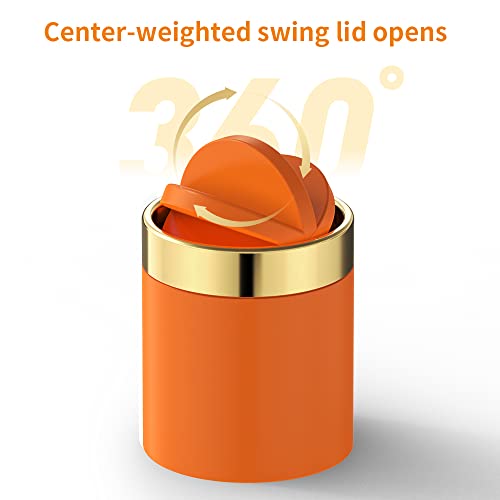 0.4 Gal Orange Desktop Mini Swing Lid Trash Can (Orange / 1.5 Liter)