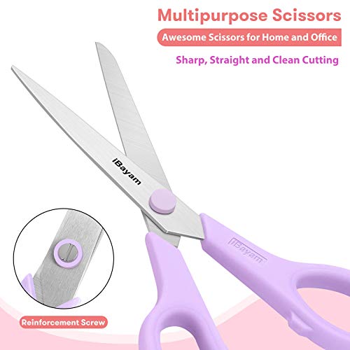 8.5" Scissors All Purpose (Pastel Pink, Soft Purple, Macaron Blue / 3-Pack)