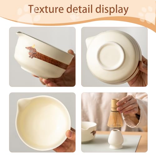 Matcha Set with Dog Pattern (Beige)