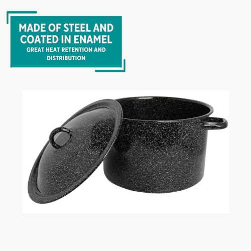 7.75 Qt Enamel Stock Pot for Canning (7.8 Quarts / Black)