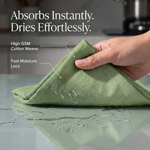 Kitchen Towels Cotton Dish Towels 20”x30” (20" x 30" (Set of 6) / 129 Green)