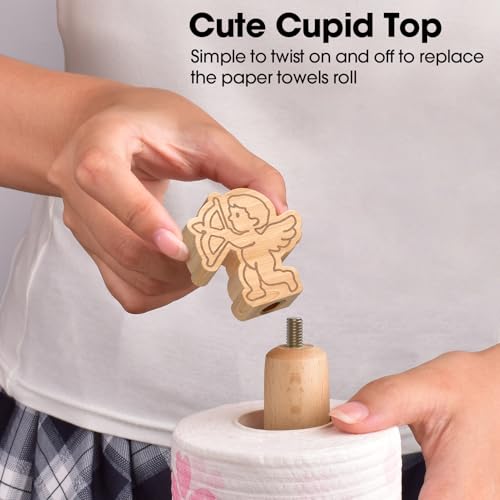 Cute Wooden Paper Towel Holder Countertop (Cupid / Standard)