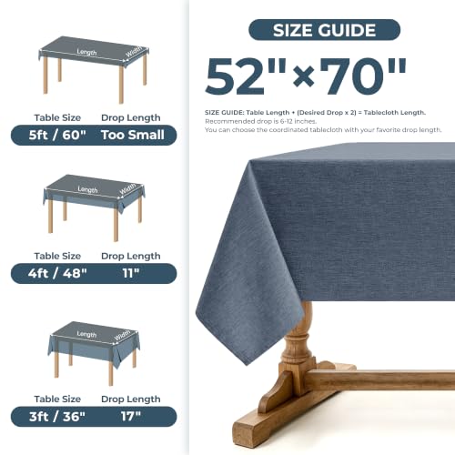 Table Cloth for Rectangle Dining Table (Denim Blue / 70" x 52" (Rectangular))