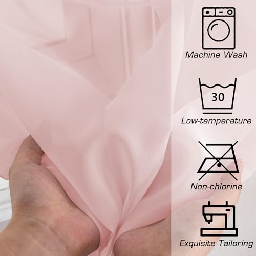 Blush Sheer Curtains 90 Inches Long 2 Panels (Blush / 42"W x 90"L (Pack of 2))