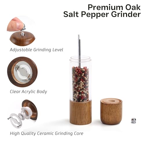 Wooden Salt and Pepper Grinder Set (8 Inches-2 Packs)