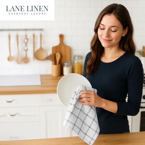 Kitchen Towels Set 100% Cotton Soft & Absorbent 12 Pack (18"x28" - 12 Pack / 02: Grey)