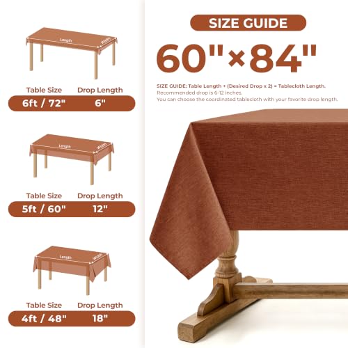 Fall Rectangle Tablecloth for Dining Table Burnt Orange (Burnt Orange / 84" x 60" (Rectangular))