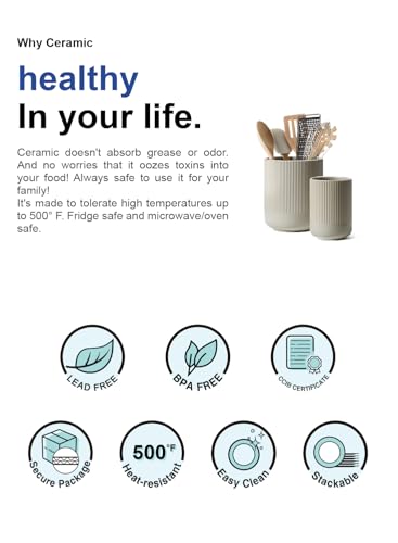 Utensil Holder for Kitchen Counter (Oatmeal Greige)