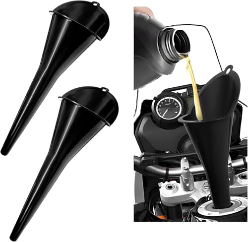 Long Neck Oil Funnel for Automotive (Black (2-Pack))