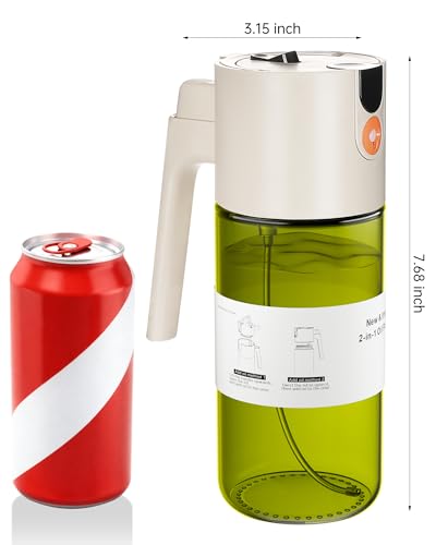 Olive Oil Sprayer & Dispenser Bottle for Cooking 17oz Dark Glass Oil Mister (Green Bottle-White Gap)
