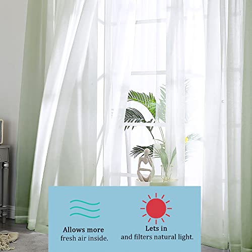 Sheer Curtains 90 Inches Long 2 Panels Set (Sage Green / 42"W x 90"L (Pack of 2))
