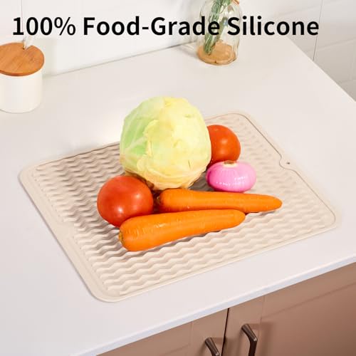 Silicone Dish Drying Mat for Kitchen Counter (Cassava White / 16" x 12")