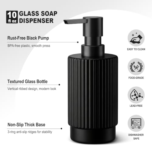 Hand and Dish Soap Dispenser Set for Kitchen (Black / 2 Pack)