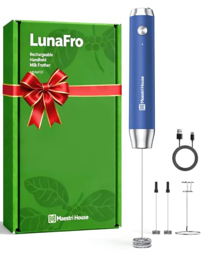 Rechargeable Milk Frother with Stand (Midnight Blue (Gift Box))