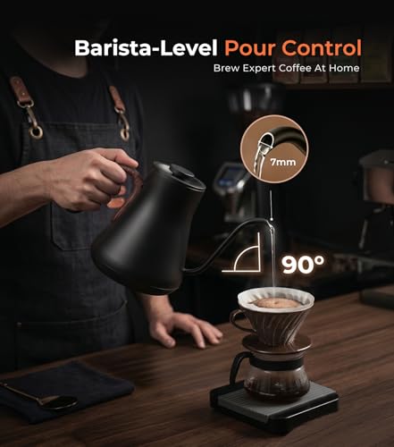 Gooseneck Electric Kettle ±1°F Temp Control (Black Walnut)