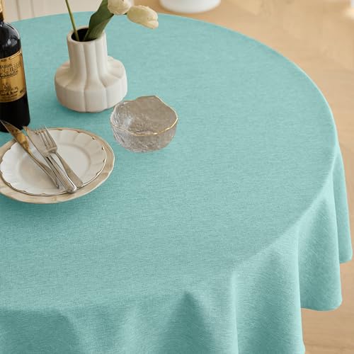 Waterproof Round Tablecloth for Round Dining Table (Aqua / 70" (Round))