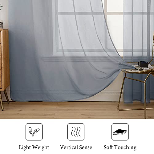 2 Panels Sheer Curtains for Living Room 54X90 Inch Dark Grey (Dark Grey / 54"W x 90"L (Pack of 2))