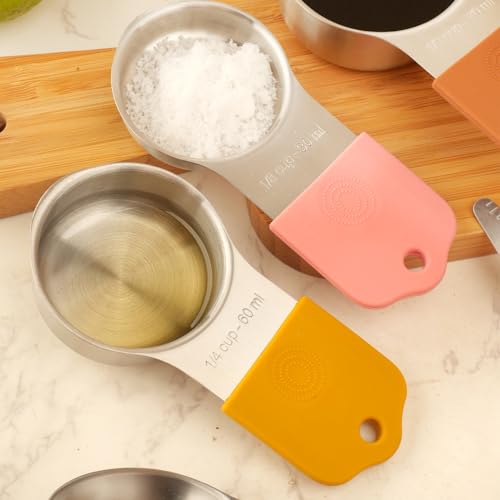 16 Pcs Magnetic Measuring Cups and Spoons Set (Silvery-16pcs)