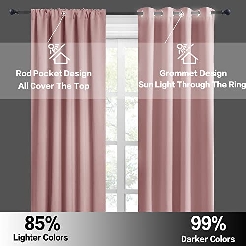 Short Peach Pink Blackout Curtains for Small Bedroom Window Cafe (Peach Blush / 42"W x 36"L (Pack of 2))