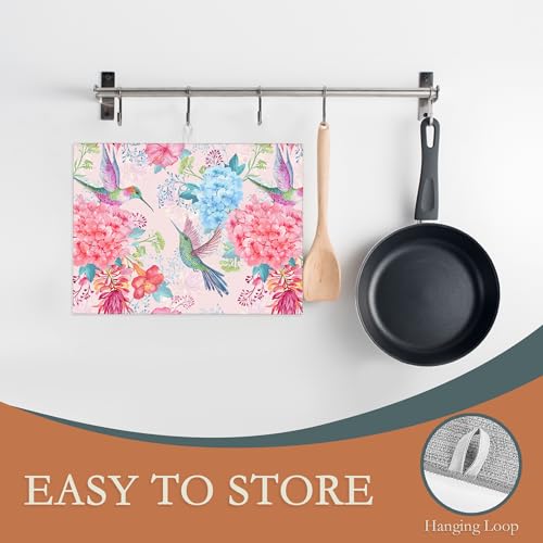 Humming Bird Dish Drying Mats 18x24 Inch (Humming Bird Tropical Flowers)