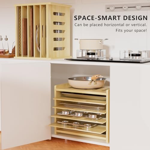 6 Tier Wooden Tray Dividers for Cabinets (6 Tier)
