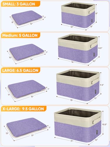 2 Pack Fabric Closet Storage Bins for Shelves (Lavender / 2PCS/Small-12x8x8)