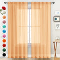 Basic Rod Pocket Sheer Voile Window Curtain Panels White 1 Pair 2 Panels 60 Width 84 Inch Long for Kitchen Bedroom Children Living Room Yard（Beige (Beige / 60"W x 84"L (Pack of 2))