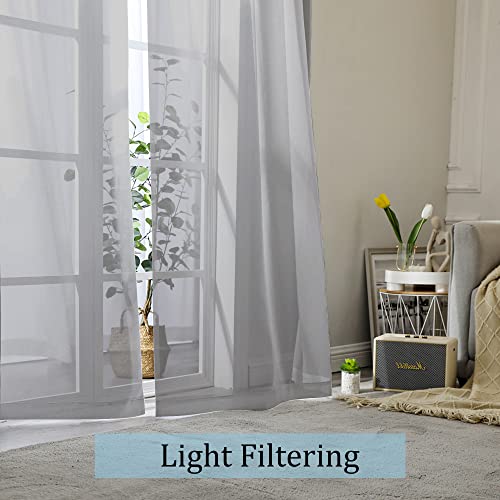 Grey Sheer Curtains 144 inch Extra Long (Grey / 42"W x 144"L (Pack of 2))