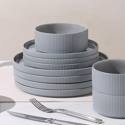 Stoneware Dinnerware Sets for 6 (Blue / 6-Set(18pcs))