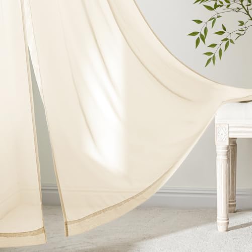 Butter Cream Sheer Curtains 96 Inches Long 4 Panels 42 x 96 Inches (42"W x 96"L (Pack of 4) / Butter Cream)