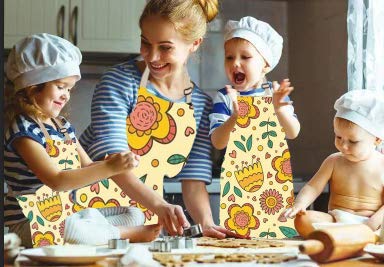 2 Pack Cotton Adjustable Parent and Child Apron Great Gift For Adult and Kid Mommy and Me Matching Set (White)