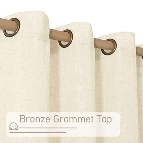 102 inches Long Sheer Linen Curtains for Living Room 2 Panels (52"W x 102"L (Pack of 2) / Beige)