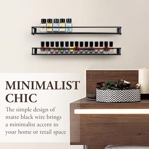 Set of 5 Black Metal Wall Mounted Nail Polish Display Shelves (Black / Set of 5)