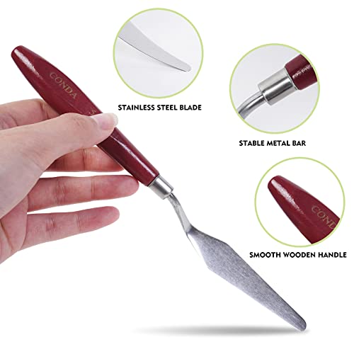 Palette Knife Painting Stainless Steel Spatula Palette Knife Oil Paint Metal Knives Wood Handle (5-Rot)