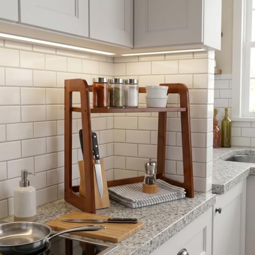 Natural Bamboo Coffee Station Organizer (Dark Brown)