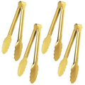 4 Pack Gold Serving Tongs XEVOM Buffet Tongs Serving Utensils Salad Tongs Stainless Steel Gold Plated Buffet Serving Tongs