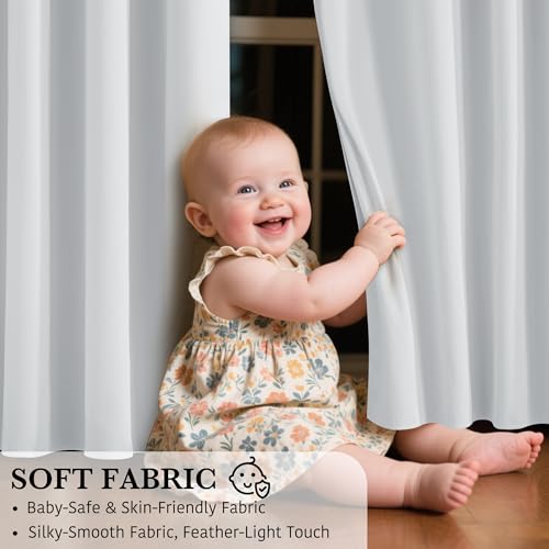 Short White 100% Blackout Curtains for Small Window (100% Blackout - White / 29"W x 36"L (Pack of 2))