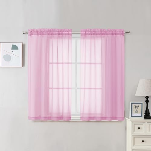 Light Pink Sheer Curtains 45 Inches Long 2 Panels (Light Pink / 42"W x 45"L (Pack of 2))