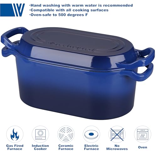 Oval Dutch Oven Pot with Lid (Blue)