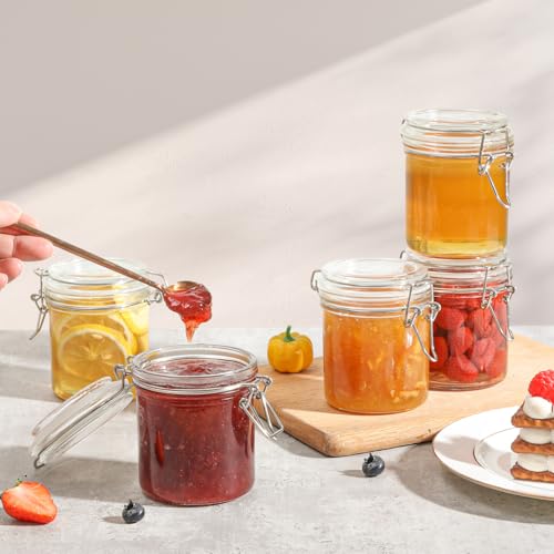 Small 8 oz Glass Jars with Airtight Lids 12 Pack Jam Pantry (8oz*12)