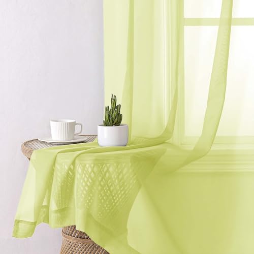Lemon Sheer Curtains 96 Inches Long 2 Panels (Lemon / 42"W x 96"L (Pack of 2))