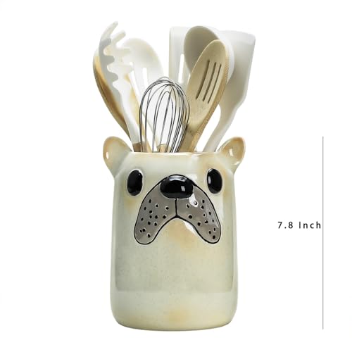 Ceramic Cartoon Animal Pattern Kitchen Utensil Holder (Bulldog)