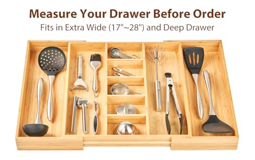 Extra Large Expandable Kitchen Drawer Organizer for Utensil and Junk (For Utensil (17"~28" x 19"))
