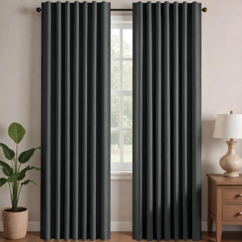 Blackout Curtains for Bedroom (Dark Grey / 42"W x 63"L (Pack of 2))