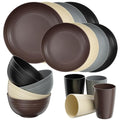 16 Piece Plates and Bowl Set for 4 (Brown / Service For 4)